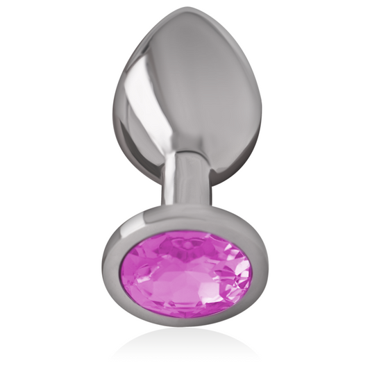 INTENSE - PLUG ANAL EN MÉTAL ALUMINIUM AVEC CRISTAL ROSE TAILLE M - 7eme ciel