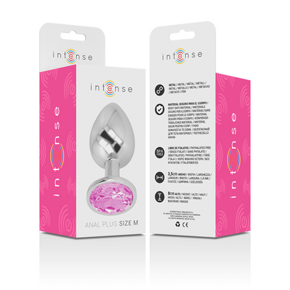 INTENSE - PLUG ANAL EN MÉTAL ALUMINIUM AVEC CRISTAL ROSE TAILLE M - 7eme ciel
