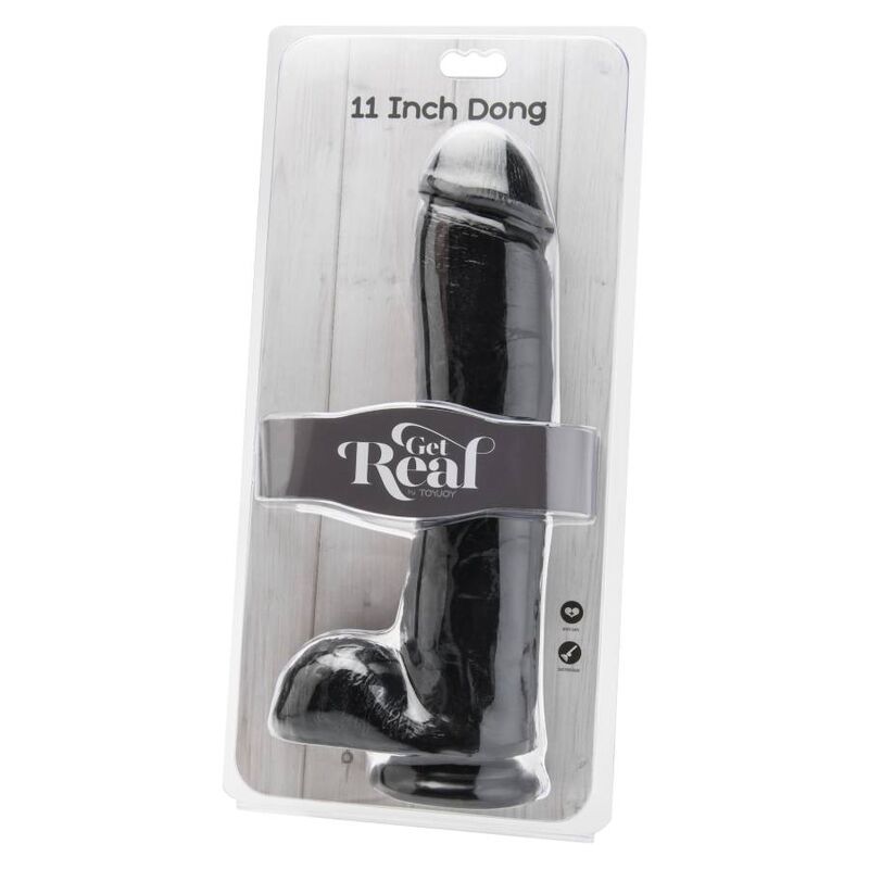 GET REAL - GODE 28 CM AVEC BOULES NOIR - 7eme ciel