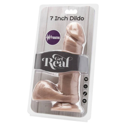 GET REAL - GODE 18 CM AVEC BILLES VIBRATEUR SKIN - 7eme ciel