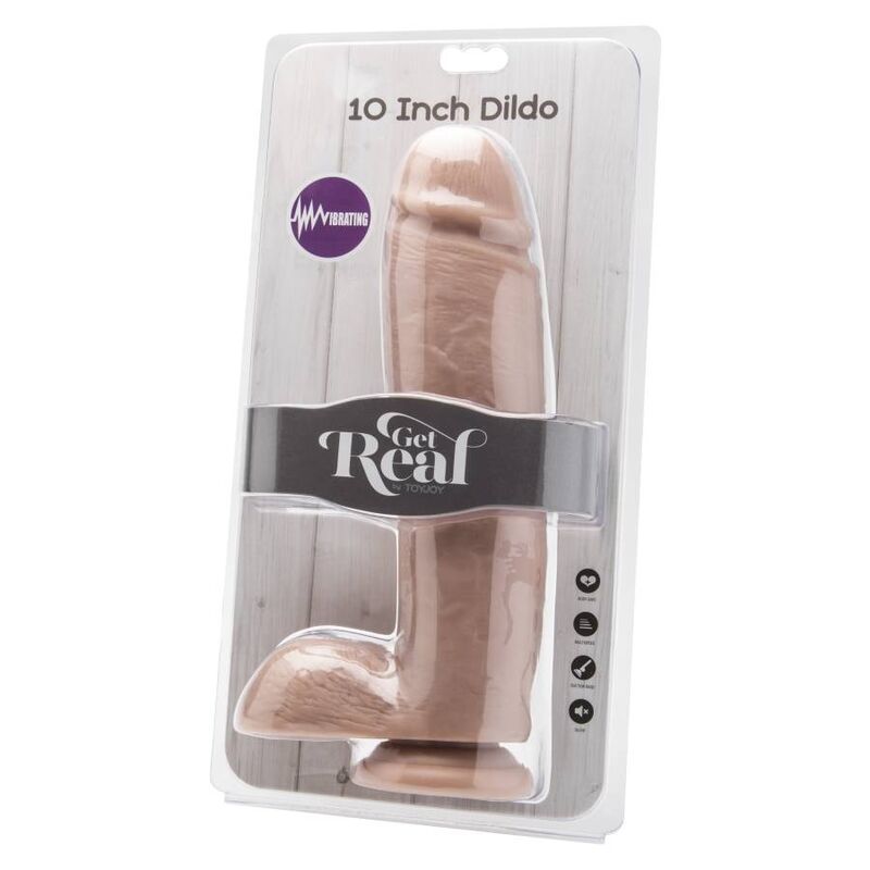 GET REAL - GODE 25,5 CM AVEC BILLES VIBRATEUR SKIN - 7eme ciel
