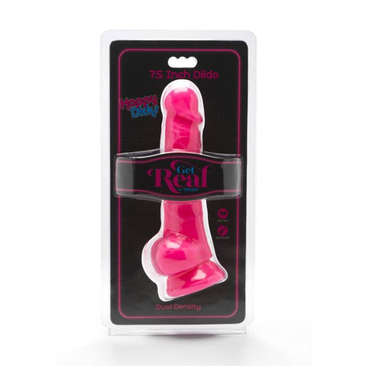 GET REAL - HAPPY DICKS 19 CM AVEC BALLES ROSE - 7eme ciel
