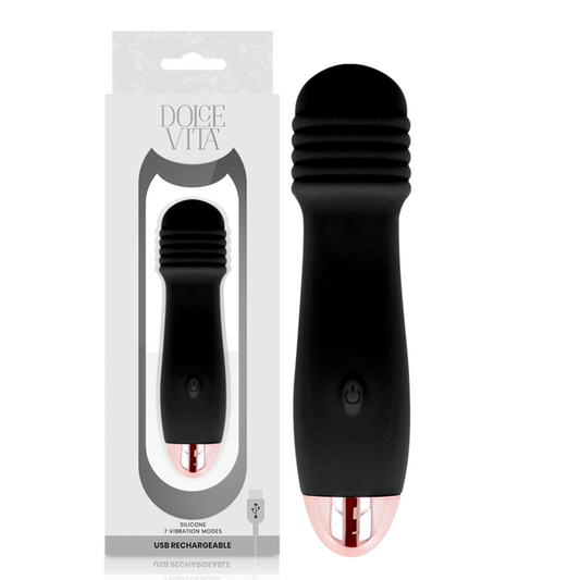 DOLCE VITA - VIBRATEUR RECHARGEABLE TROIS NOIR 7 VITESSES - 7eme ciel