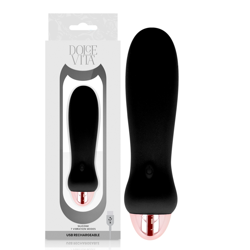 DOLCE VITA - VIBRATEUR RECHARGEABLE CINQ NOIR 7 VITESSES - 7eme ciel