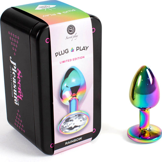 SECRETPLAY - PLUG ANAL EN MÉTAL ARC-EN-CIEL PETITE TAILLE 7 CM - 7eme ciel