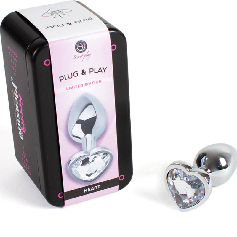 SECRETPLAY - PLUG ANAL EN MÉTAL COEUR CRISTAL CLAIR PETITE TAILLE 7 CM - 7eme ciel