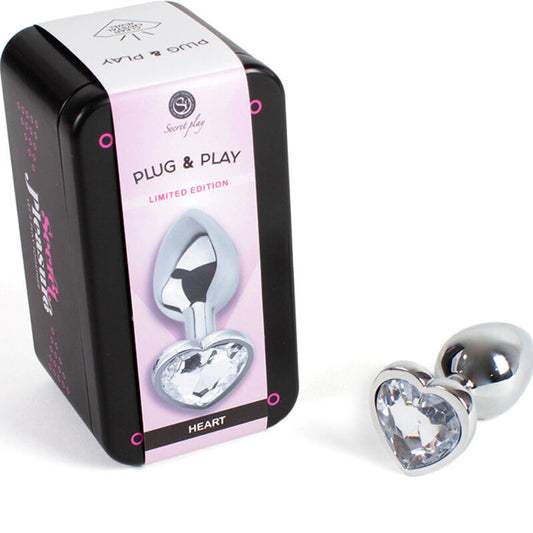 SECRETPLAY - PLUG ANAL EN MÉTAL COEUR CRISTAL CLAIR PETITE TAILLE 7 CM - 7eme ciel