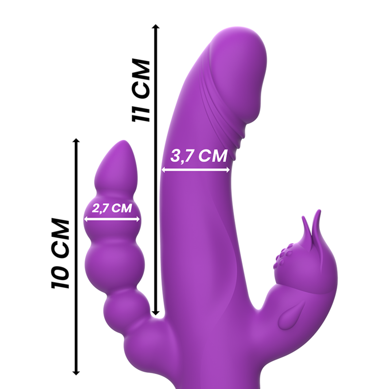INTENSE - VIBRATEUR EN SILICONE CASANOVA RABBIT TRIPLE MOTEUR VIOLET - 7eme ciel