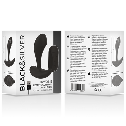 BLACK&SILVER - TÉLÉCOMMANDE EN SILICONE POUR PLUG ANAL DWAYNE