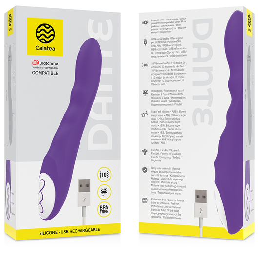 GALATEA - VIBRATEUR DANTE LILAS COMPATIBLE AVEC LA TECHNOLOGIE SANS FIL WATCHME - 7eme ciel