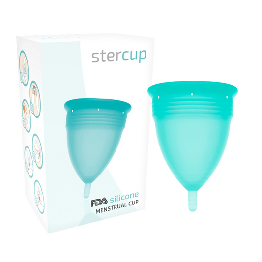 STERCUP - COUPE MENSTRUELLE EN SILICONE FDA AIGUE-MARINE - TAILLE L - 7eme ciel
