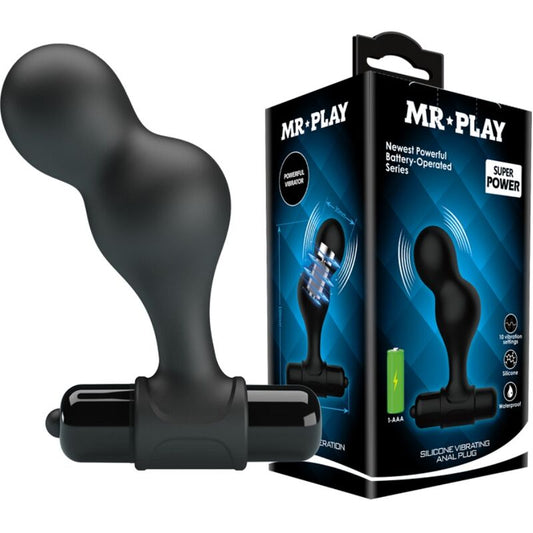 MR PLAY - PLUG ANAL VIBRATEUR EN SILICONE NOIR - 7eme ciel