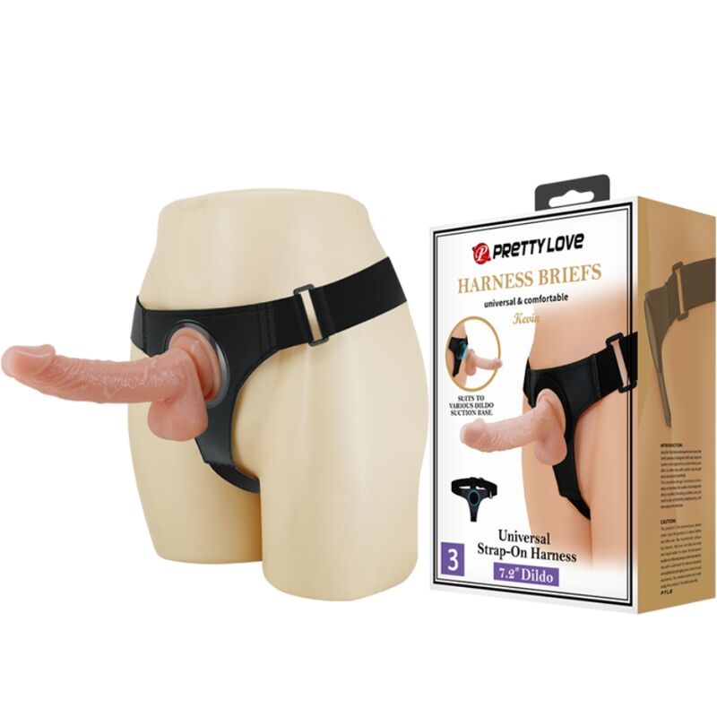 PRETTY LOVE - SLIP HARNAIS HARNAIS UNIVERSEL AVEC GODE KEVIN 19 CM NATUREL - 7eme ciel