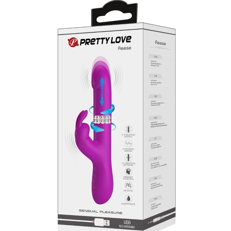 PRETTY LOVE - VIBRATEUR REESE AVEC ROTATION VIOLET - 7eme ciel