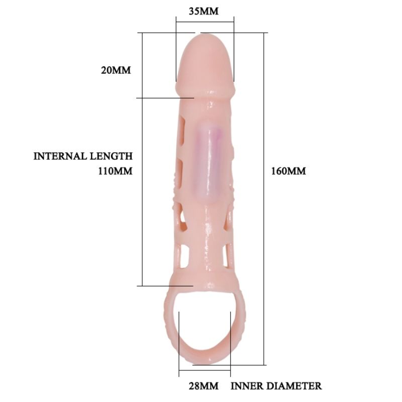 PRETTY LOVE - HOUSSE DEXTENSION DE PÉNIS HARRISON AVEC VIBRATION ET SANGLE 13.5 CM - 7eme ciel