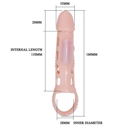 PRETTY LOVE - HOUSSE DEXTENSION DE PÉNIS HARRISON AVEC VIBRATION ET SANGLE 13.5 CM - 7eme ciel