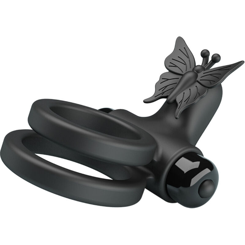 PRETTY LOVE - DOUBLE ANNEAU VIBRANT AVEC STIMULATEUR NOIR - 7eme ciel