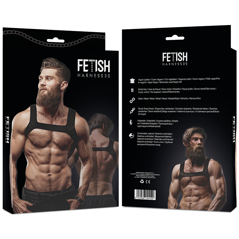 FETISH SUBMISSIVE ATTITUDE - HARNAIS DE POITRINE EN NÉOPRÈNE POUR HOMMES TAILLE M - 7eme ciel