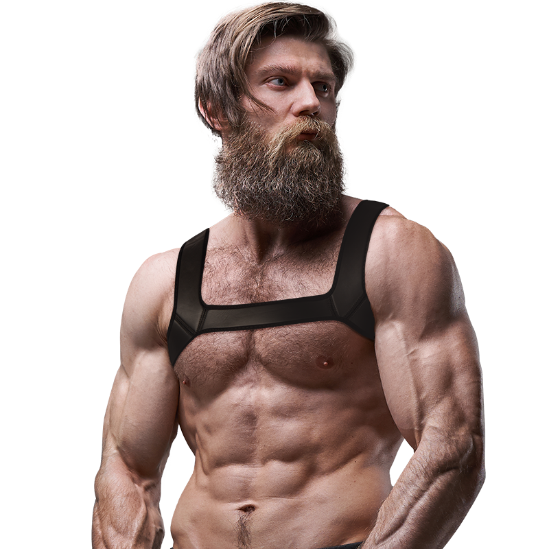 FETISH SUBMISSIVE ATTITUDE - HARNAIS DE POITRINE EN NÉOPRÈNE POUR HOMMES TAILLE M - 7eme ciel