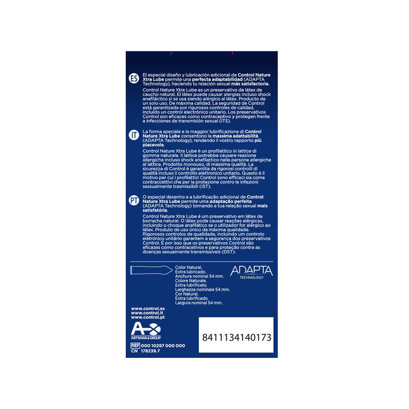 CONTROL - ADAPTA NATURE EXTRALUBE CONDOMS 12 UNITS - 7eme ciel