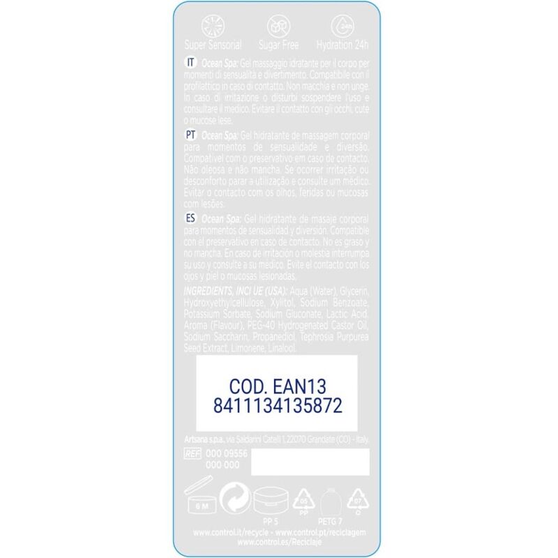 CONTROL - 2 EN 1 MASSAGE & PLAISIR MER MÉDITERRANÉE 200 ML - 7eme ciel