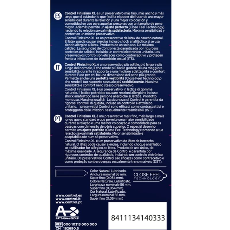 CONTROL - PRÉSERVATIFS FINISSIMO XL 12 UNITÉS - 7eme ciel