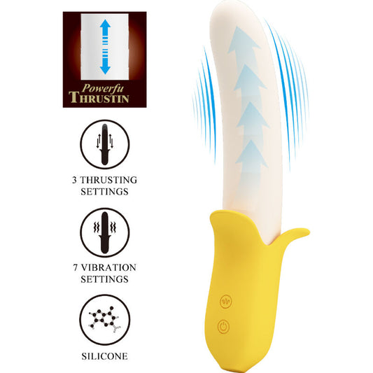 PRETTY LOVE - BANANA GEEK SUPER POWER 7 VIBRATIONS UP&DOWN SILICONE NOIR - 7eme ciel