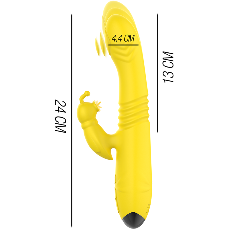 INTENSE - VIBRATEUR MULTIFONCTION TOKY UP & DOWN AVEC STIMULATEUR CLITORAL JAUNE - 7eme ciel