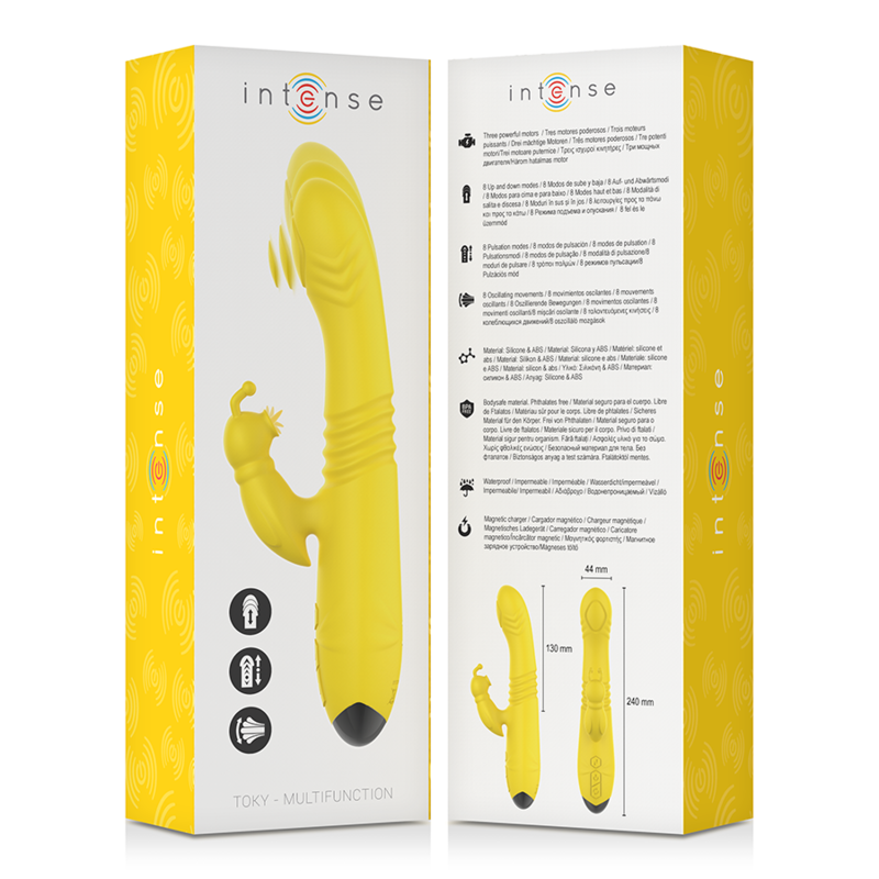 INTENSE - VIBRATEUR MULTIFONCTION TOKY UP & DOWN AVEC STIMULATEUR CLITORAL JAUNE - 7eme ciel