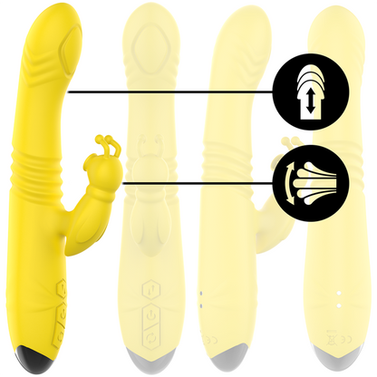 INTENSE - VIBRATEUR MULTIFONCTION TOKY UP & DOWN AVEC STIMULATEUR CLITORAL JAUNE - 7eme ciel