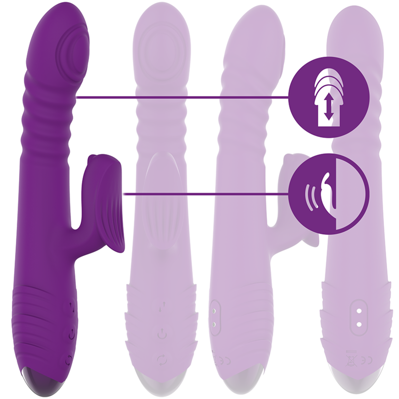 INTENSE - VIBRATEUR RECHARGEABLE MULTIFONCTION IGGY UP & DOWN AVEC STIMULATEUR CLITORAL VIOLET - 7eme ciel