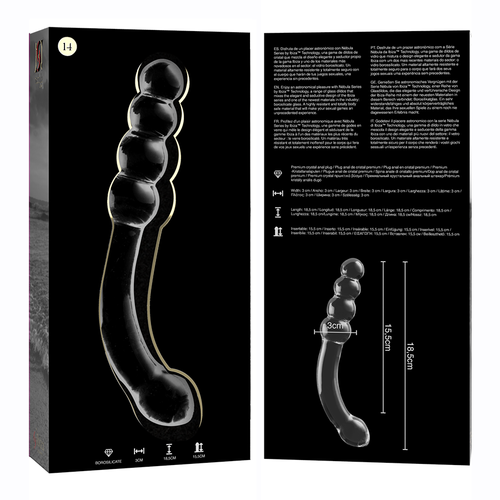 NEBULA SERIES BY IBIZA - MODÈLE 14 GODE EN VERRE BOROSILICATE CLAIR 18.5 CM -O- 3 CM