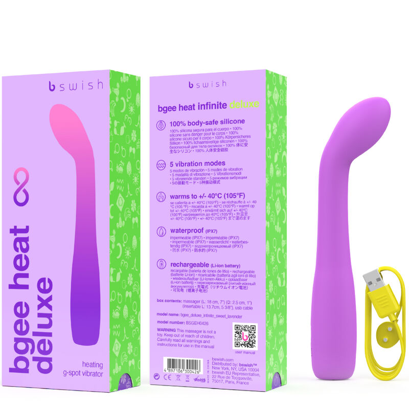 B SWISH - VIBRATEUR RECHARGEABLE BGEE HEAT INFINITE DELUXE LAVANDE SILICONE - 7eme ciel