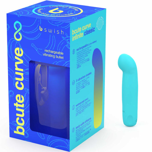 B SWISH - VIBRATEUR RECHARGEABLE EN SILICONE BLEU BCUTE CURVE INFINITE CLASSIC ÉDITION LIMITÉE - 7eme ciel