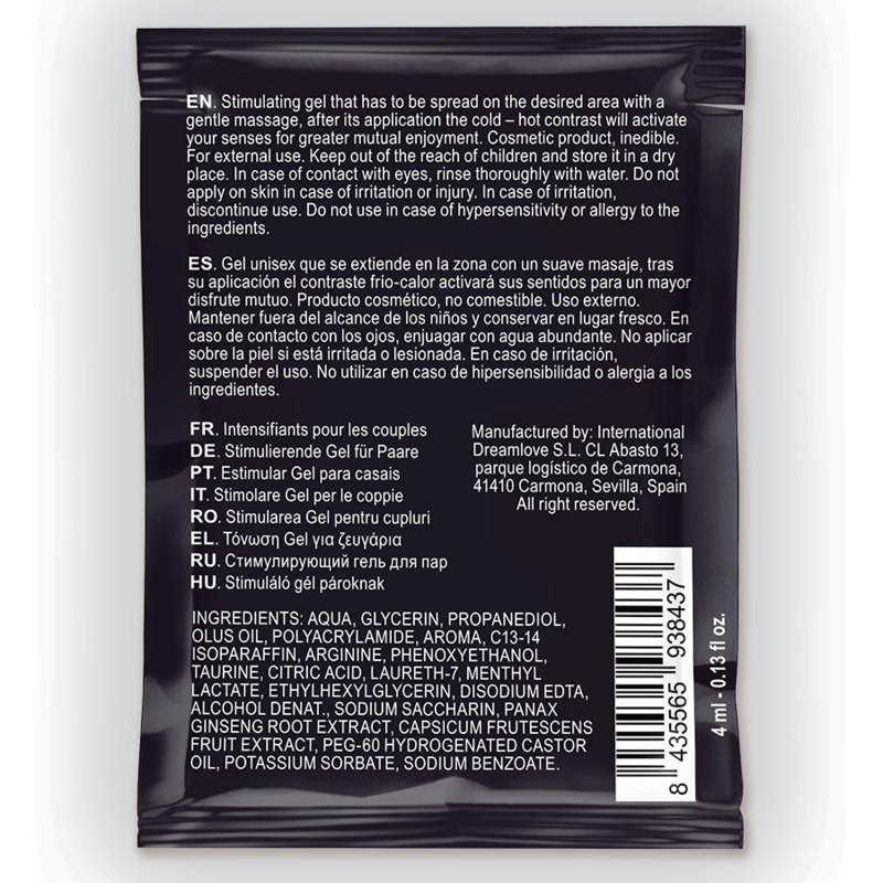 SPARTAN - GEL AMÉLIORANT L'ÉRECTION À EFFET FROID-CHAUD 100% VEGAN 4ML - 7eme ciel