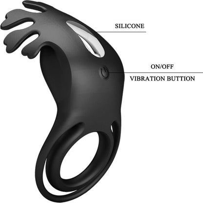 PRETTY LOVE - ANNEAU VIBRATEUR RUBEN 7 VIBRATIONS SILICONE NOIR - 7eme ciel