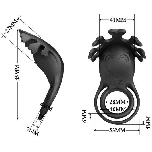PRETTY LOVE - ANNEAU VIBRATEUR RUBEN 7 VIBRATIONS SILICONE NOIR - 7eme ciel