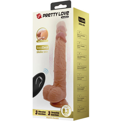 PRETTY LOVE - GODE EN SILICONE JONATHAN 3 VIBRATIONS + 3 MESURES DINSERTION TÉLÉCOMMANDE 21 CM - 7eme ciel