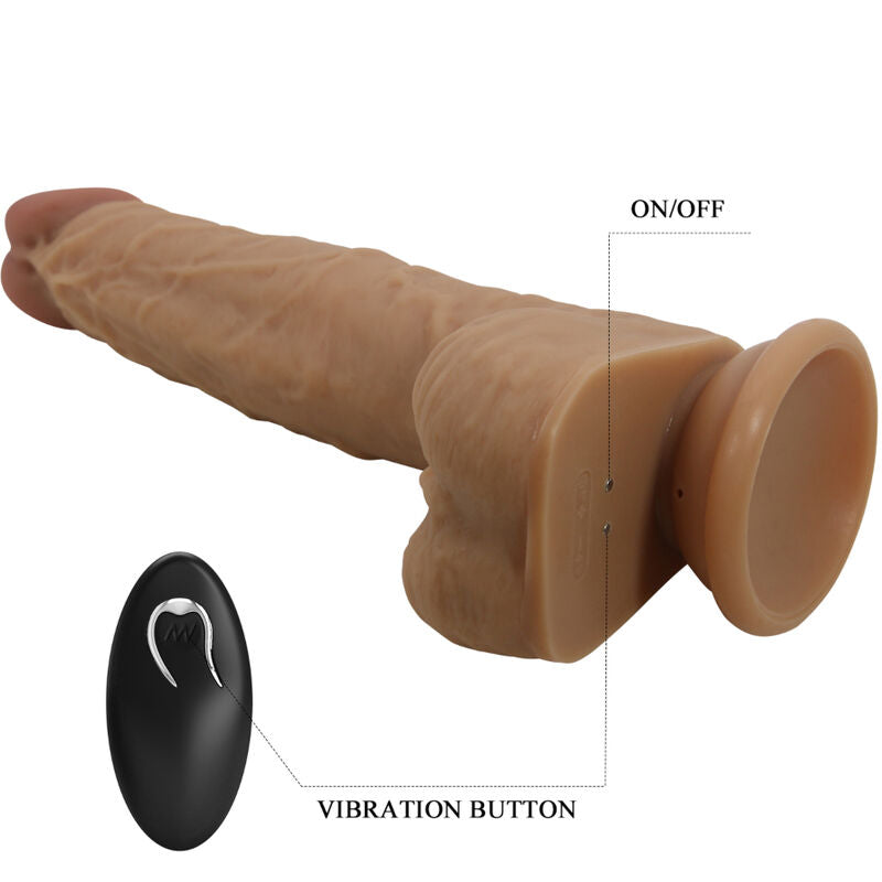 PRETTY LOVE - GODE EN SILICONE JONATHAN 3 VIBRATIONS + 3 MESURES DINSERTION TÉLÉCOMMANDE 21 CM - 7eme ciel