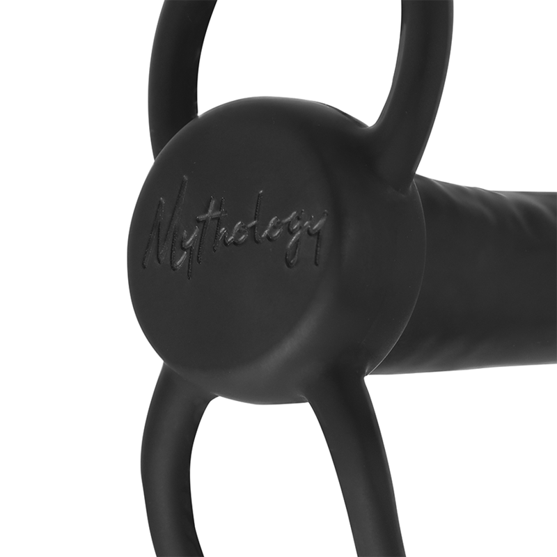 MYTHOLOGY - GODE ANAL COBI ONYX AVEC ANNEAU DE BITE ET TESTICULE 13 CM EN SILICONE - 7eme ciel