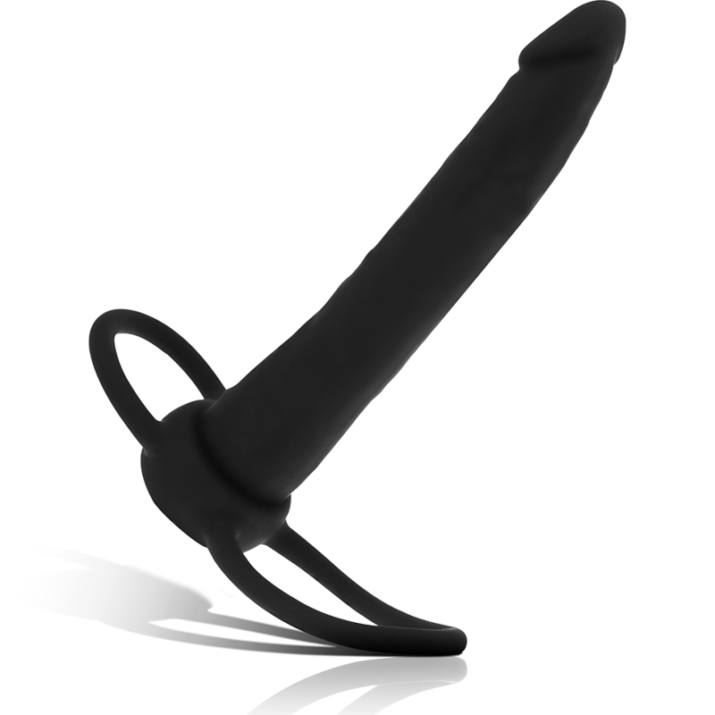 MYTHOLOGY - GODE ANAL COBI ONYX AVEC ANNEAU DE BITE ET TESTICULE 13 CM EN SILICONE - 7eme ciel