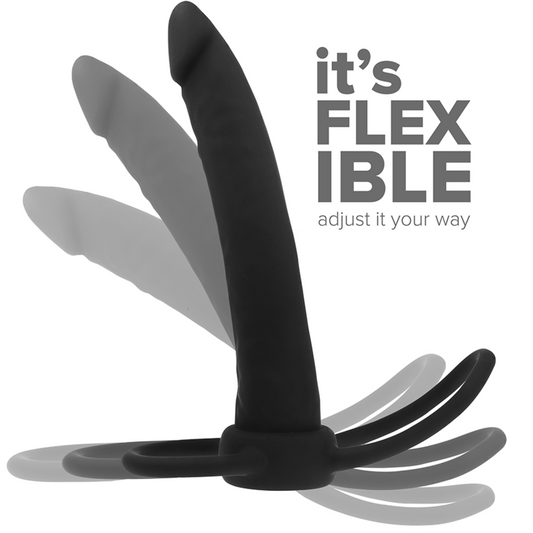 MYTHOLOGY - GODE ANAL COBI ONYX AVEC ANNEAU DE BITE ET TESTICULE 13 CM EN SILICONE - 7eme ciel