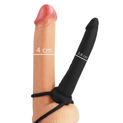 MYTHOLOGY - GODE ANAL COBI ONYX AVEC ANNEAU DE BITE ET TESTICULE 13 CM EN SILICONE - 7eme ciel