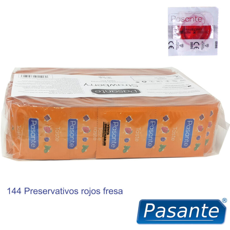 PASANTE - PRÉSERVATIFS SAVEUR FRAISE SAC 144 UNITÉS - 7eme ciel