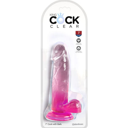 KING COCK - CLEAR PÉNIS RÉALISTE AVEC BOULES 15.2 CM ROSE - 7eme ciel