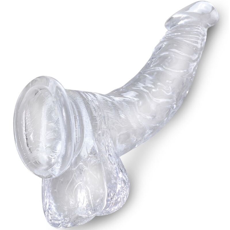 KING COCK - CLEAR PÉNIS COURBE RÉALISTE AVEC BOULES 16.5 CM TRANSPARENT - 7eme ciel