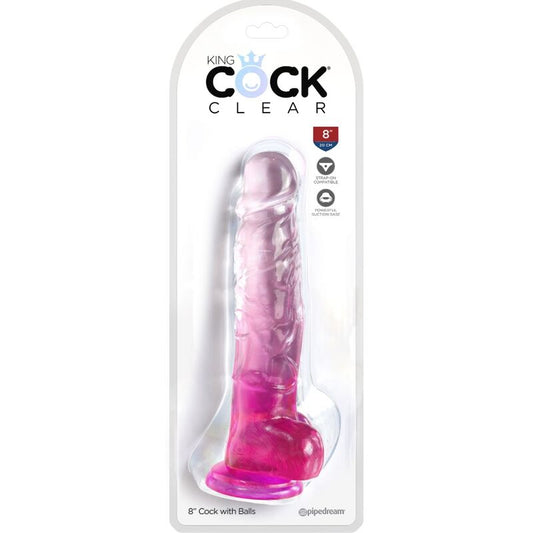 KING COCK - CLEAR PÉNIS RÉALISTE AVEC BOULES 16.5 CM ROSE - 7eme ciel