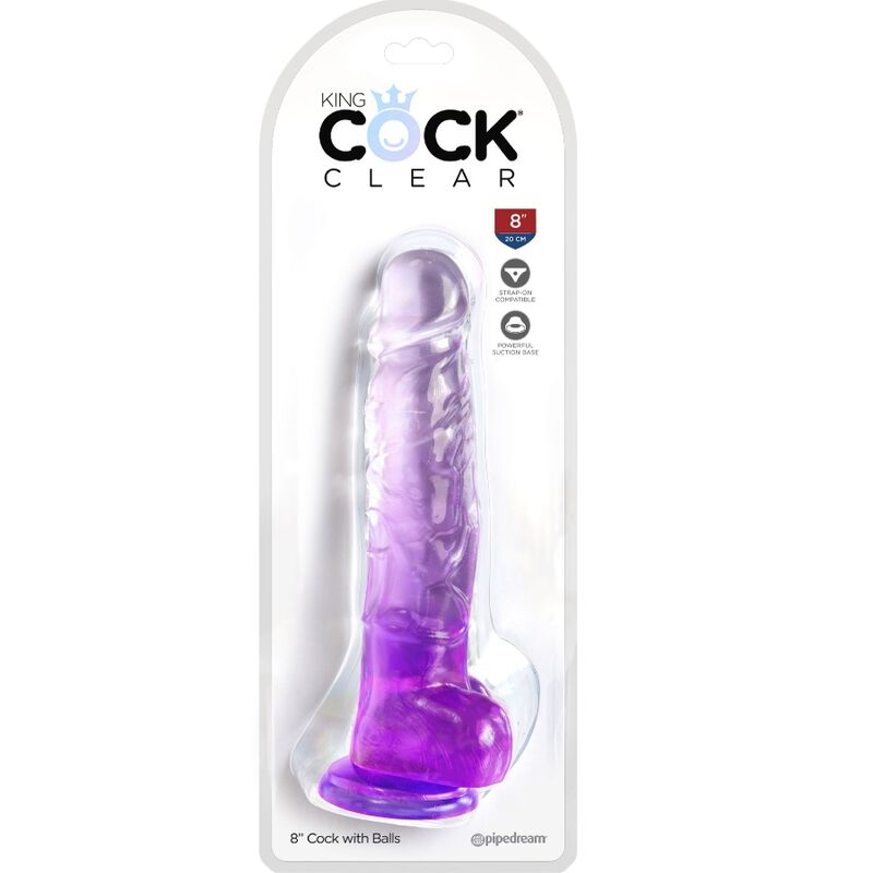 KING COCK - CLEAR PÉNIS RÉALISTE AVEC BOULES 16.5 CM VIOLET - 7eme ciel