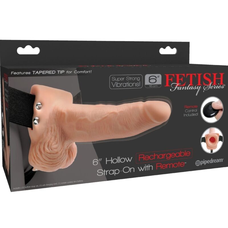 FETISH FANTASY SERIES - HARNAIS RÉGLABLE TÉLÉCOMMANDE PÉNIS RÉALISTE AVEC TESTICULES RECHARGEABLES ET VIBRATEUR 15 CM - 7eme ciel