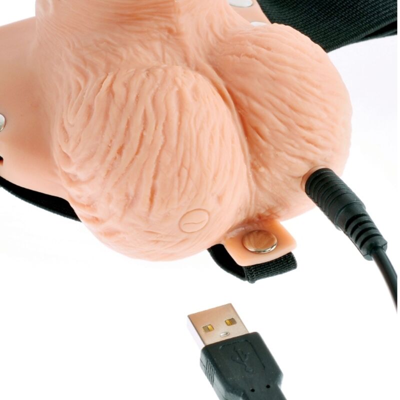 FETISH FANTASY SERIES - HARNAIS RÉGLABLE TÉLÉCOMMANDE PÉNIS RÉALISTE AVEC TESTICULES RECHARGEABLES ET VIBRATEUR 15 CM - 7eme ciel